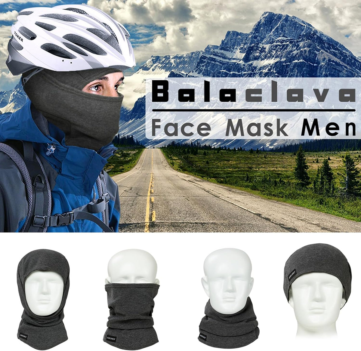 KOOLSOLY Ski Mask Balaclava Cold Weather Warm and Fleece Face Mask Neck Warmer Full Face Mask for Men&Women