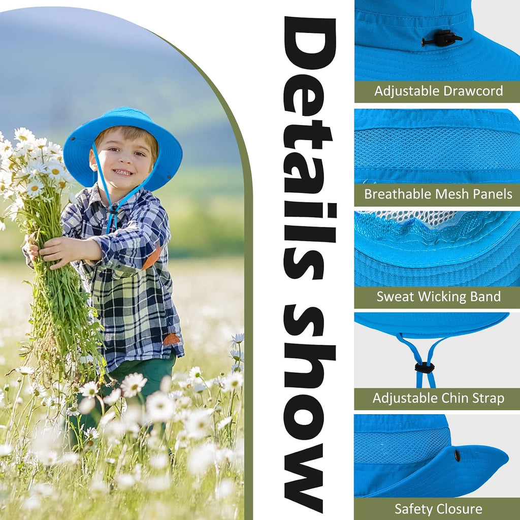 Century Star Outdoor Kids Sun Hat UPF 50+ Quick Dry Adjustable Bucket Hat Windproof Waterproof Beach Fishing Safari Hat