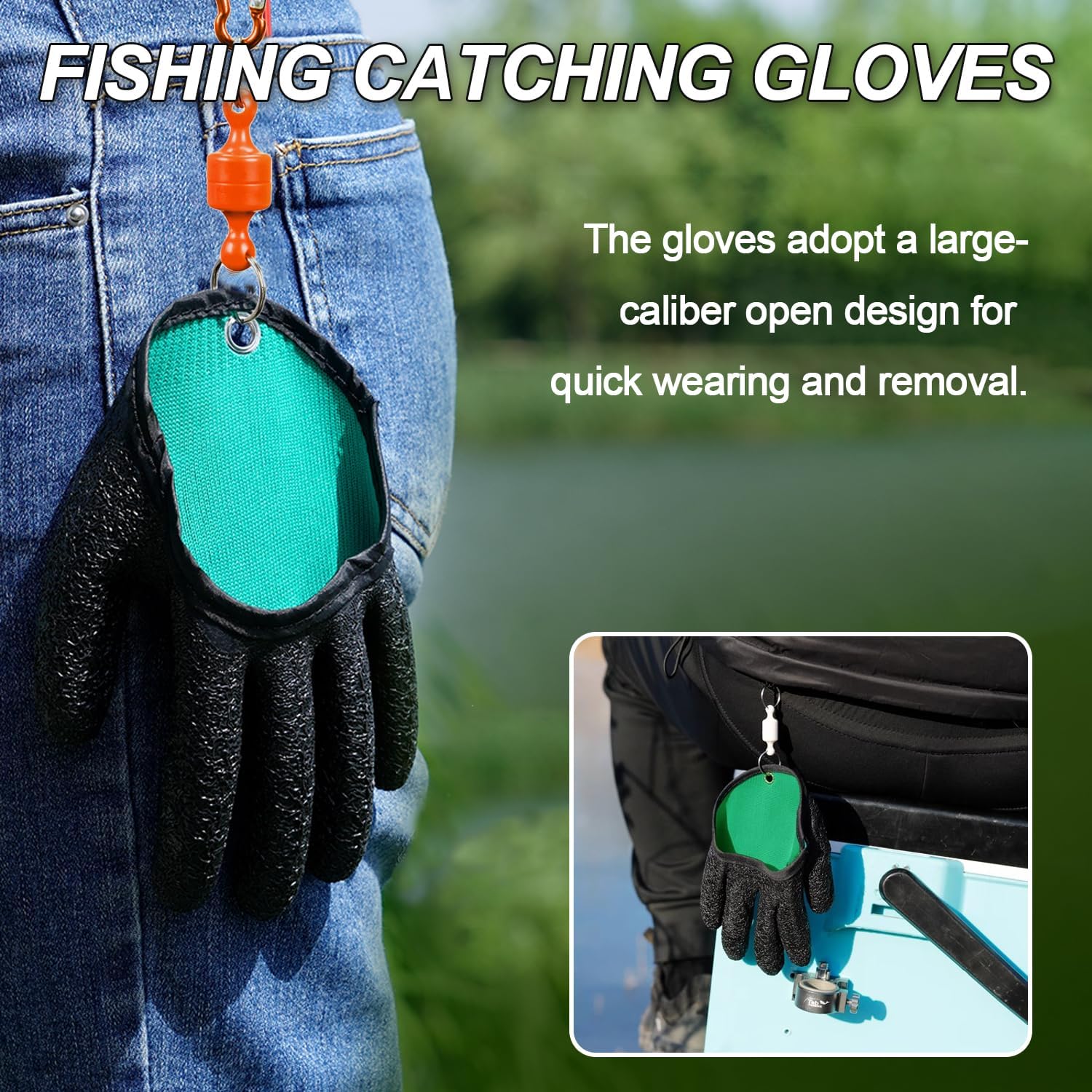 2Pcs Fishing Gloves with Magnet Release, Professional Catch Fish Gloves for Handling,Catching,Cleaning,Fisherman Fishing Accessories