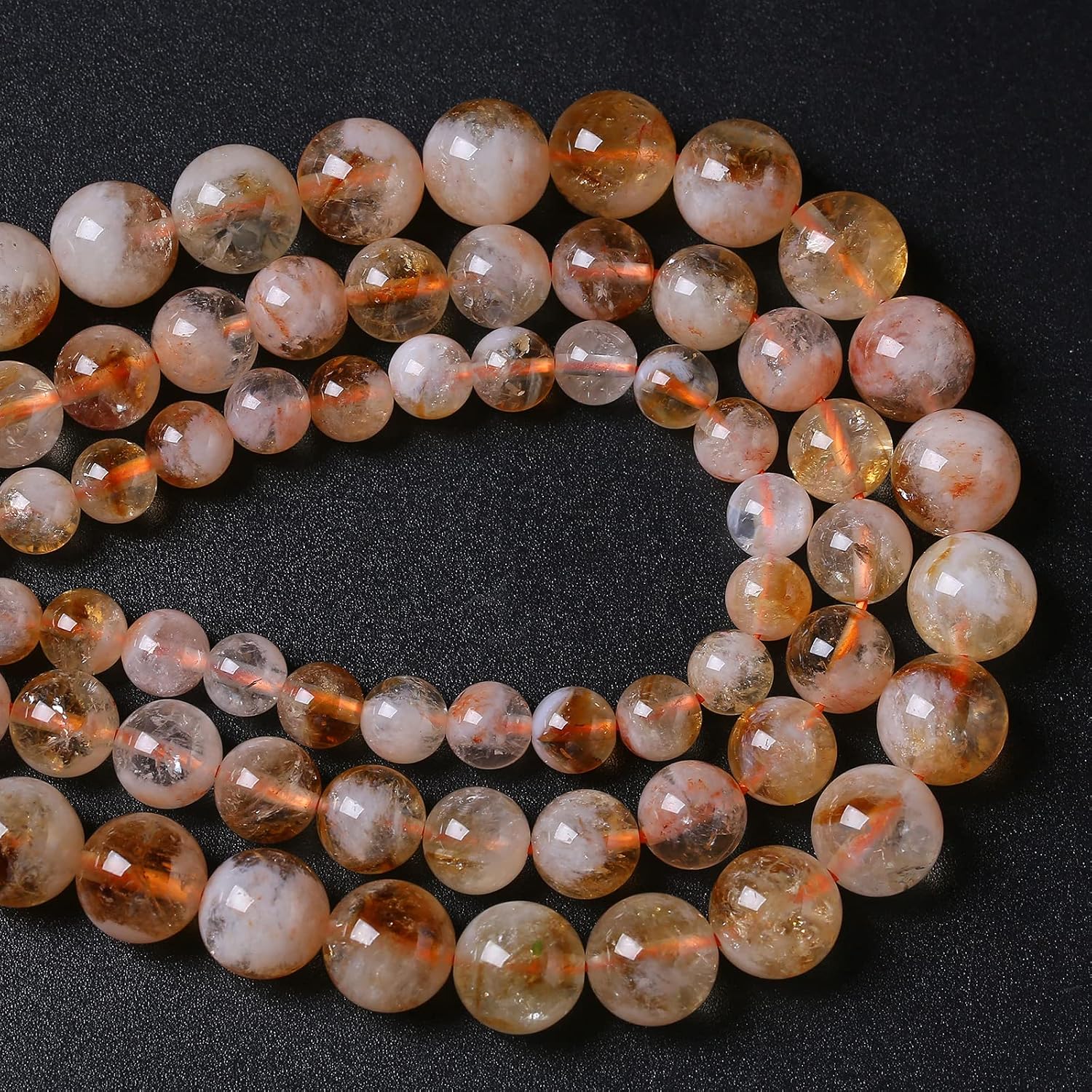 10MM 38PCS Natural Stone Citrine A Grade Quartz Crystal Loose Beads for Jewelry Making DIY Bracelet Necklace 1 Strand 15’’