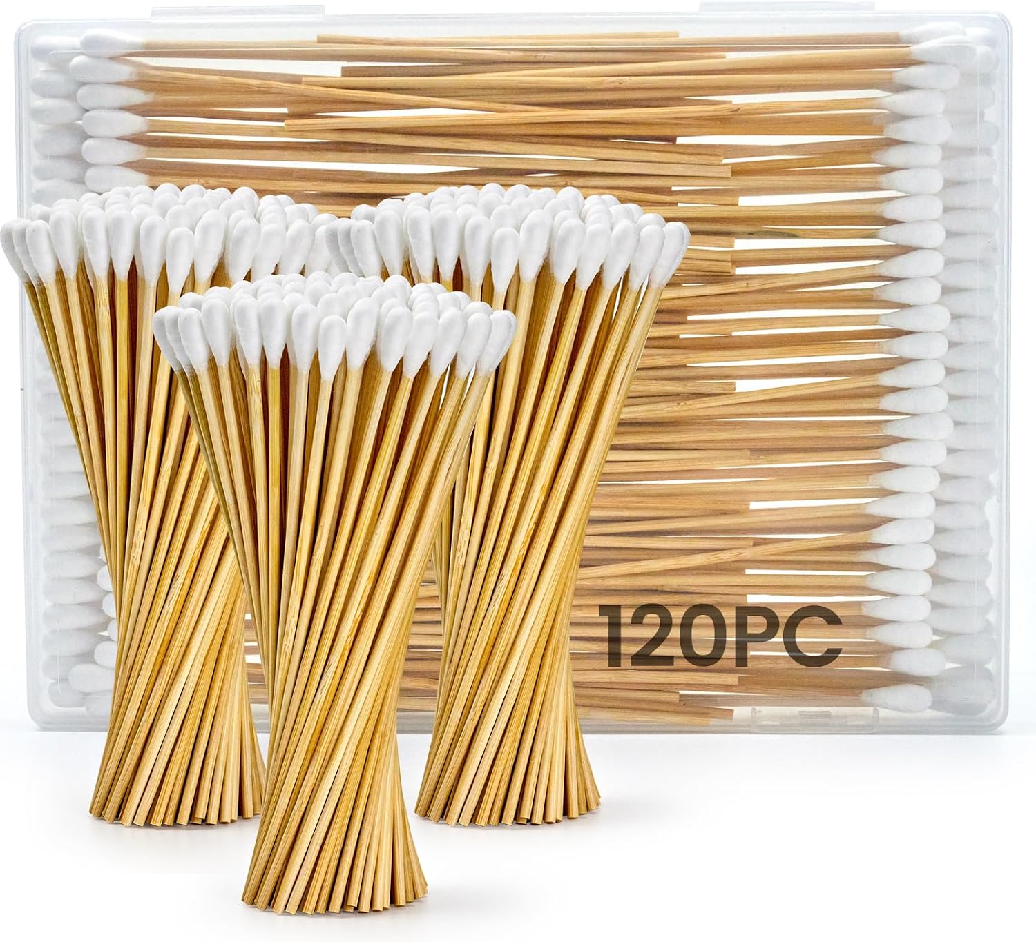 200PCS Large Cotton Swabs in Storage Box, 6 Inch Dog Ear Swabs