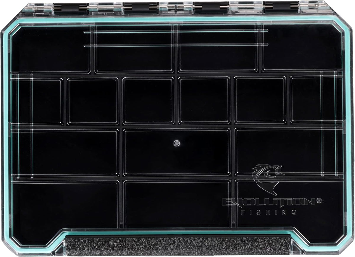 Evolution Fishing BallistiX 3.5 Terminal Tackle Tray – Waterproof Tackle Storage Box with Anti-Migration Design, One-Hand Latch, Polycarbonate Lid, Rust-Resistant Terminal Tackle Organizer
