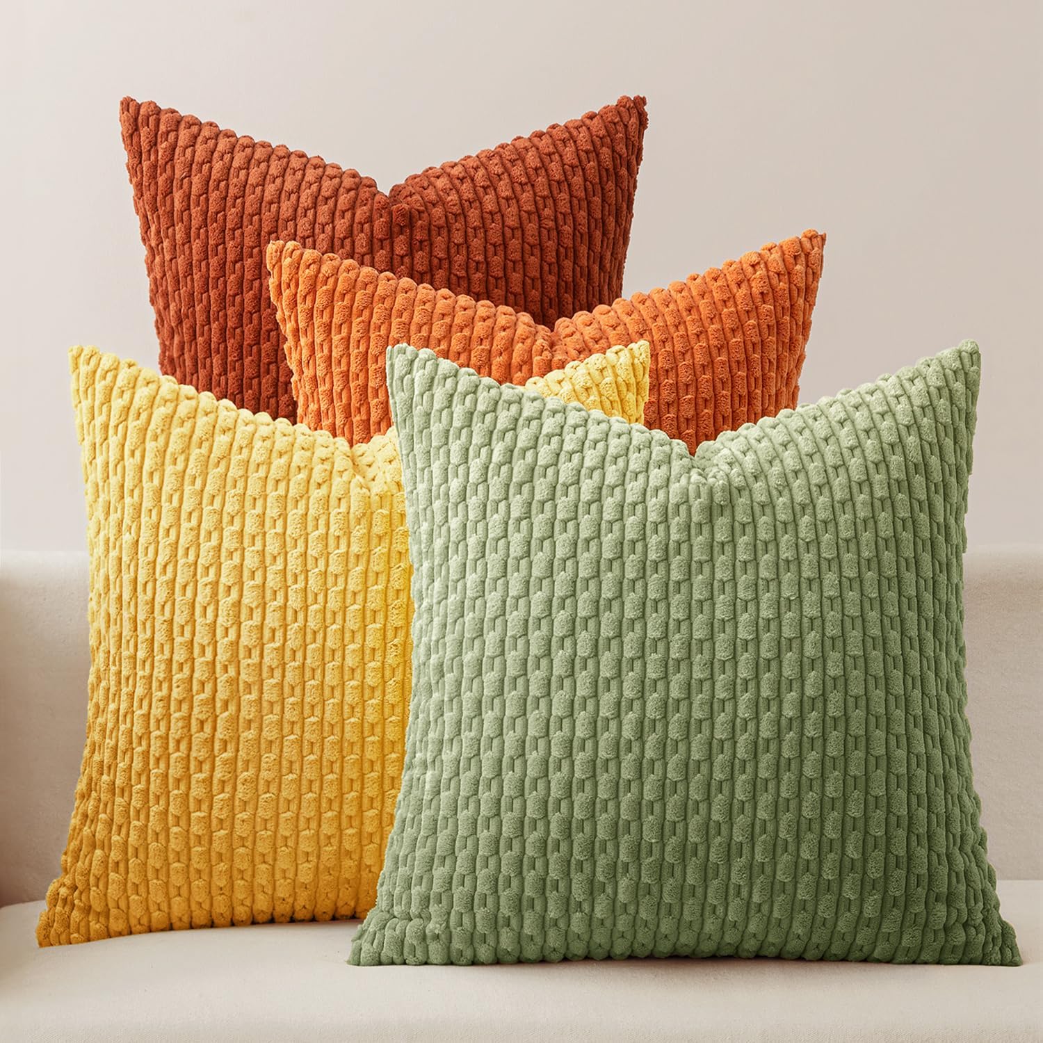 MIULEE Fall Burnt Orange Decorative Throw Pillow Covers 18x18 Set of 4