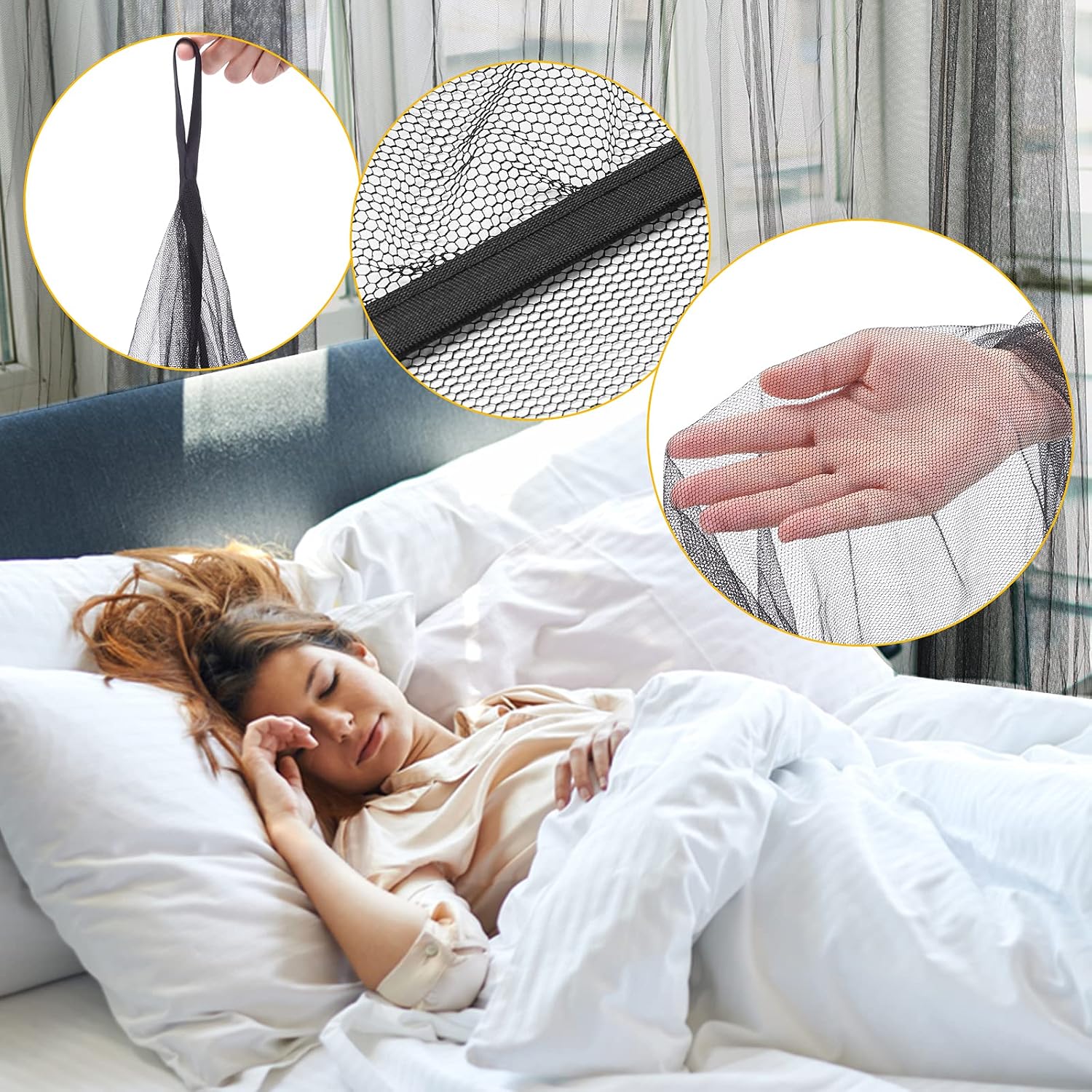 Bed Canopy Curtains Mosquito Net Bed Canopy for Full Queen King Size Bed