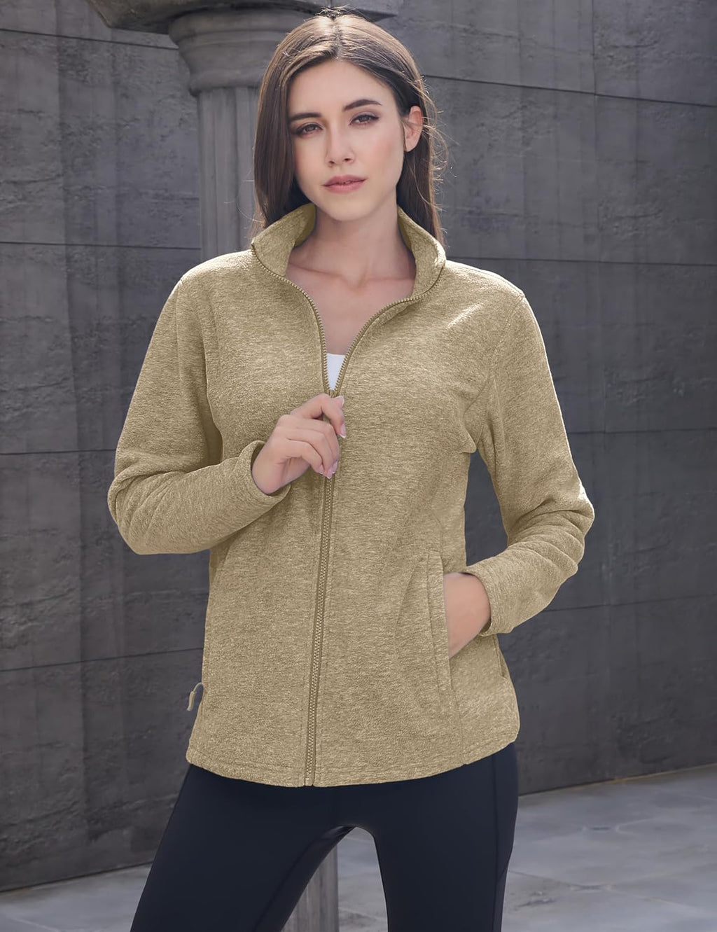 MAGCOMSEN Womens Fleece Zip Up Jacket with Pockets Lightweight Soft Coat