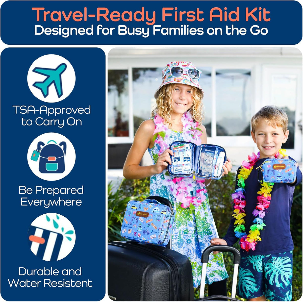 KeepGoing Travel First Aid Kit for Kids, 130 Pc. TSA-Approved Travel Size
