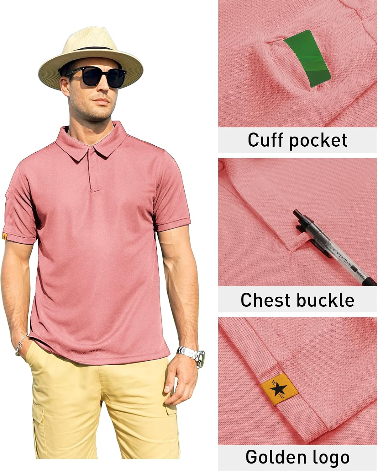 ZITY Mens Polo Shirt Short Sleeve Moisture Wicking Athletic Golf Polos