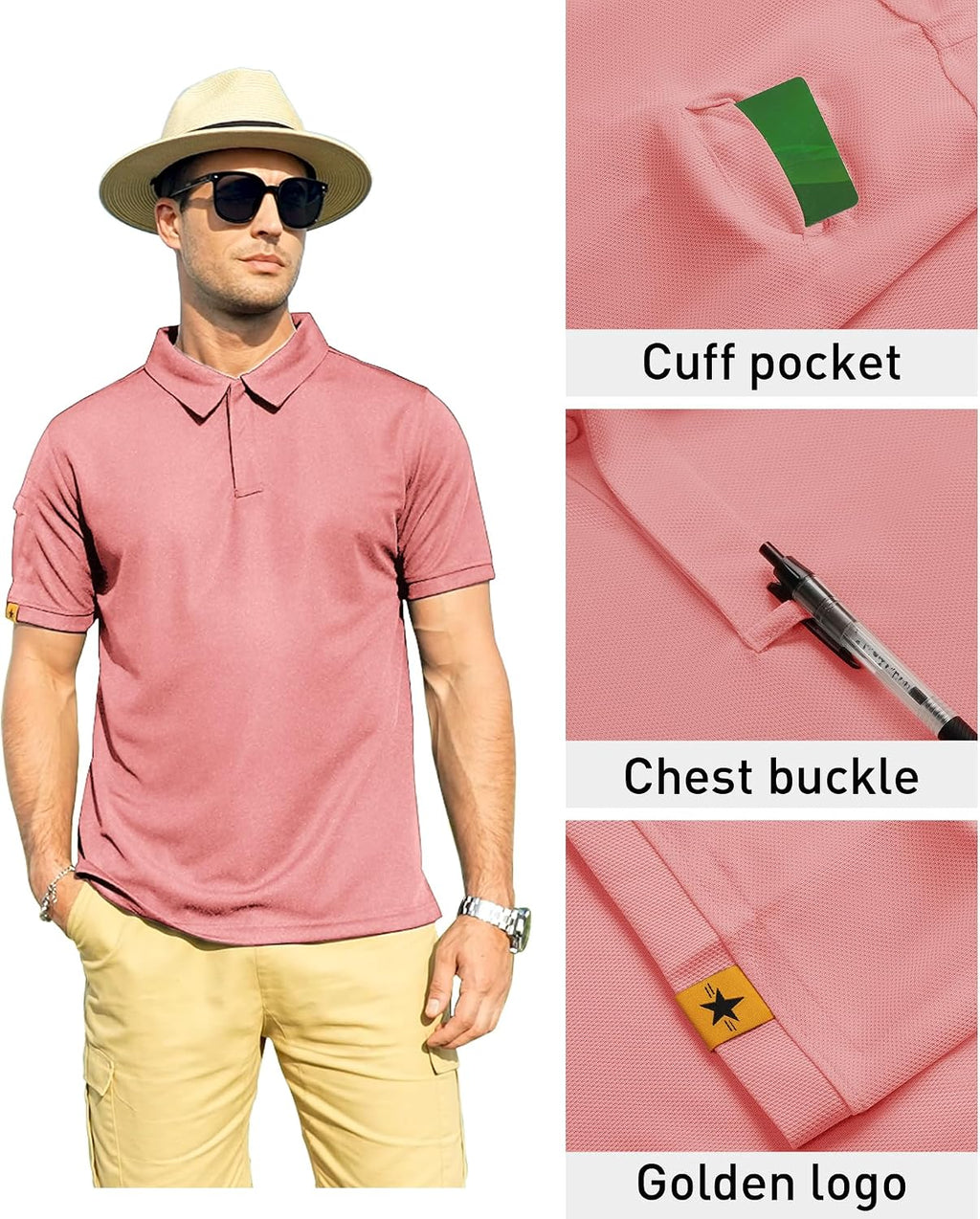 ZITY Mens Polo Shirt Short Sleeve Moisture Wicking Athletic Golf Polos
