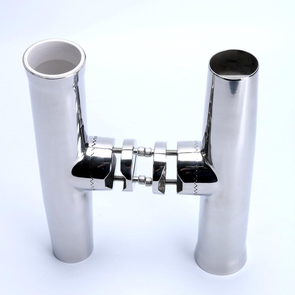 Amarine Made 4Pcs Fishing Rod Holder, Stainless Steel Rail Mount Fishing Pole Holders, Tournament Style Clamp on Rod Holder for Rails 1" to 1-1/4"