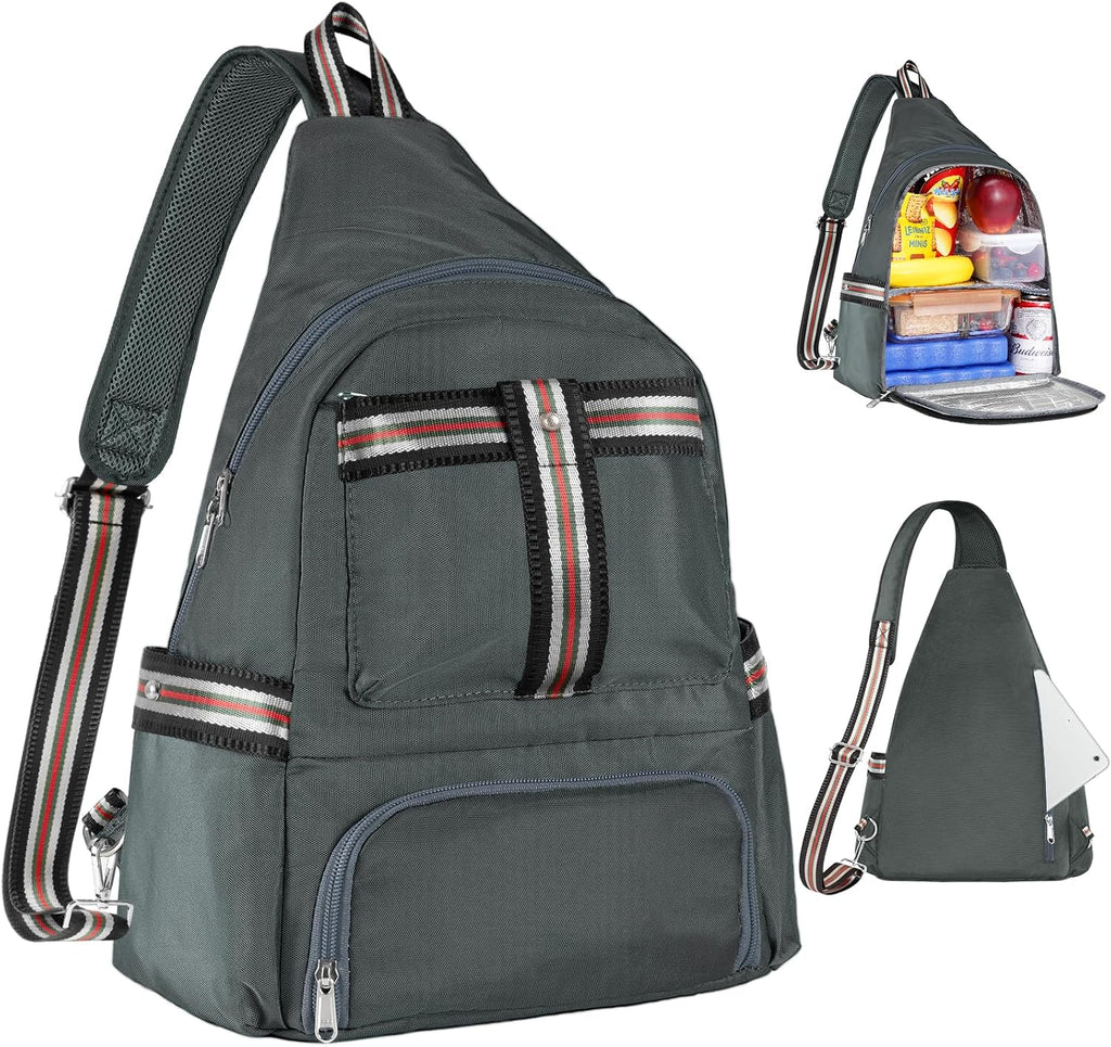 Crossbody Lunch Backpack, Double Deck Large Insulated leakproof Lunchbox