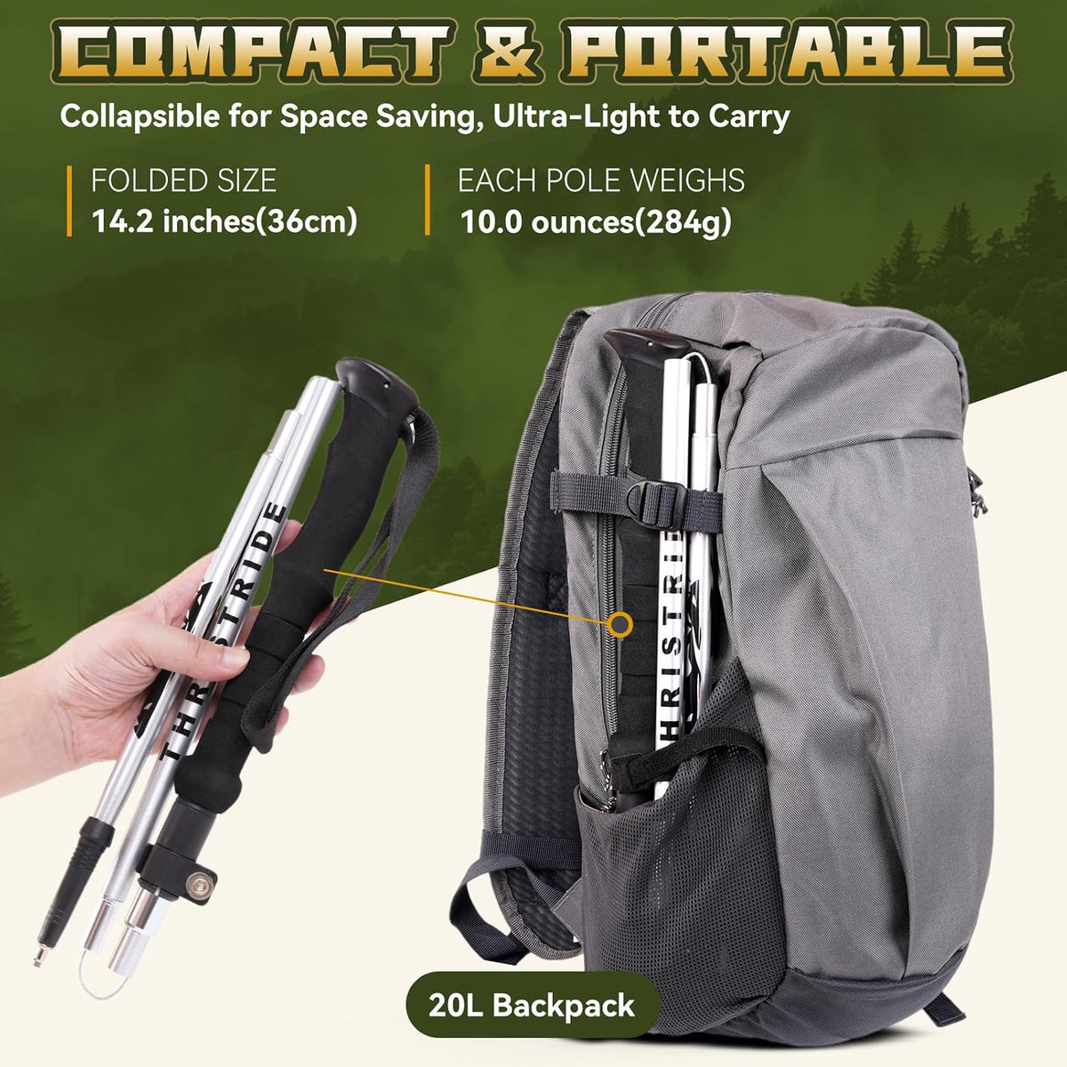 Single Collapsible Trekking Pole （1 Pack） Hiking Essentials