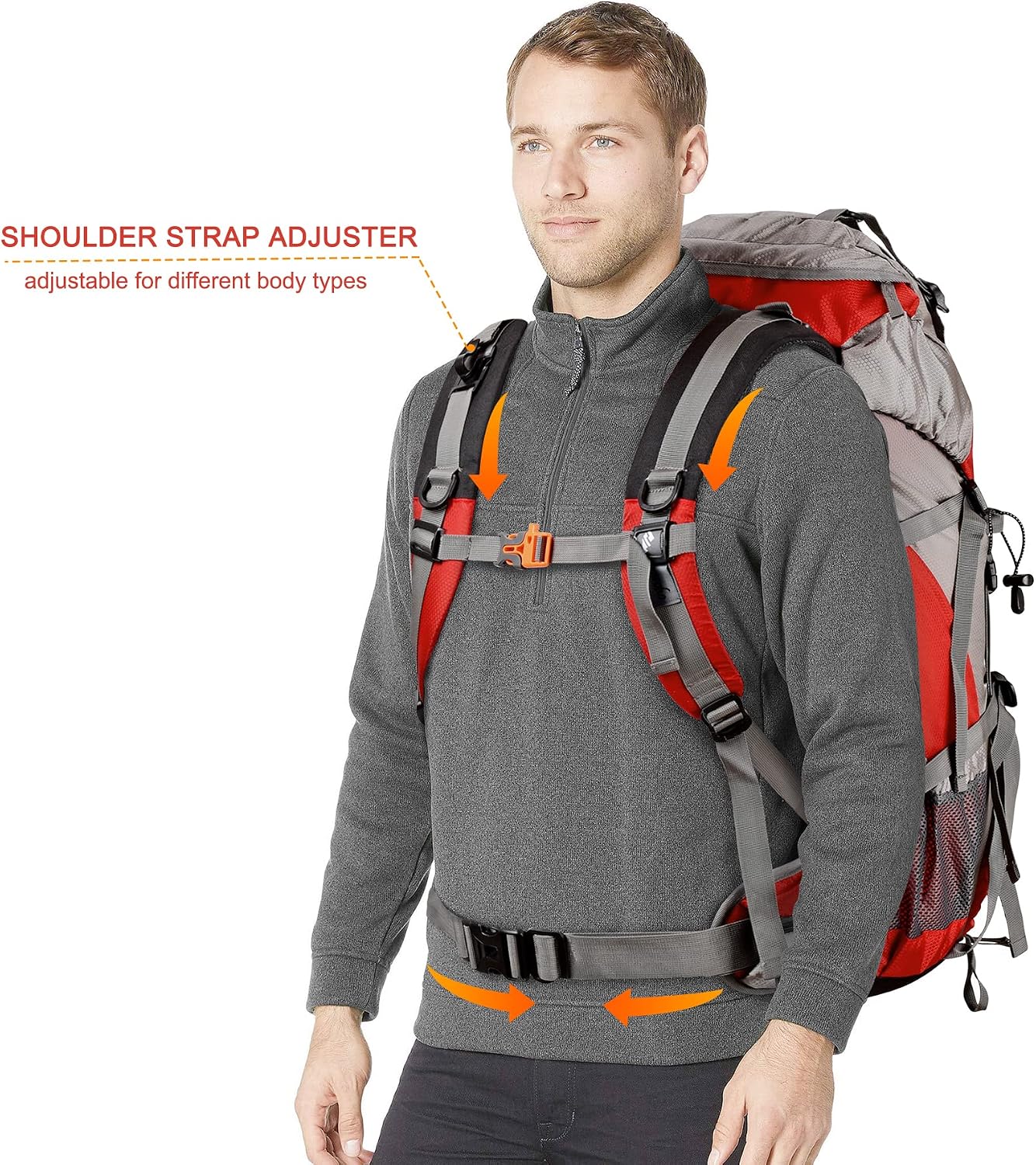 Loowoko 50L Hiking Backpack with Rain Cover for Both Men & Women | Lightweight at Just 2.8 lbs, External Extension with Compression Straps for Backpacking, Hiking, Camping, Trekking