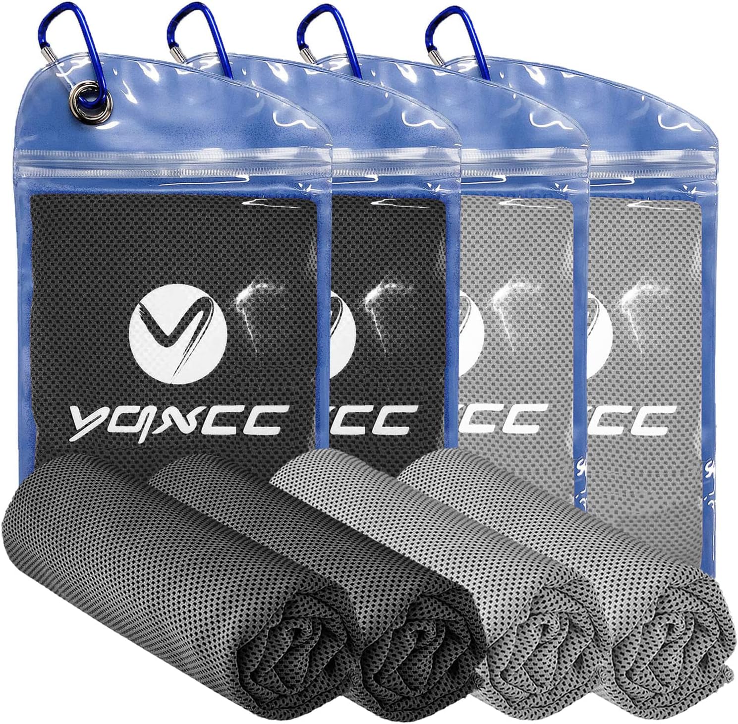 YQXCC 4 Pack Cooling Towels (47"x12"), Ice Cool Towels for Neck & Face