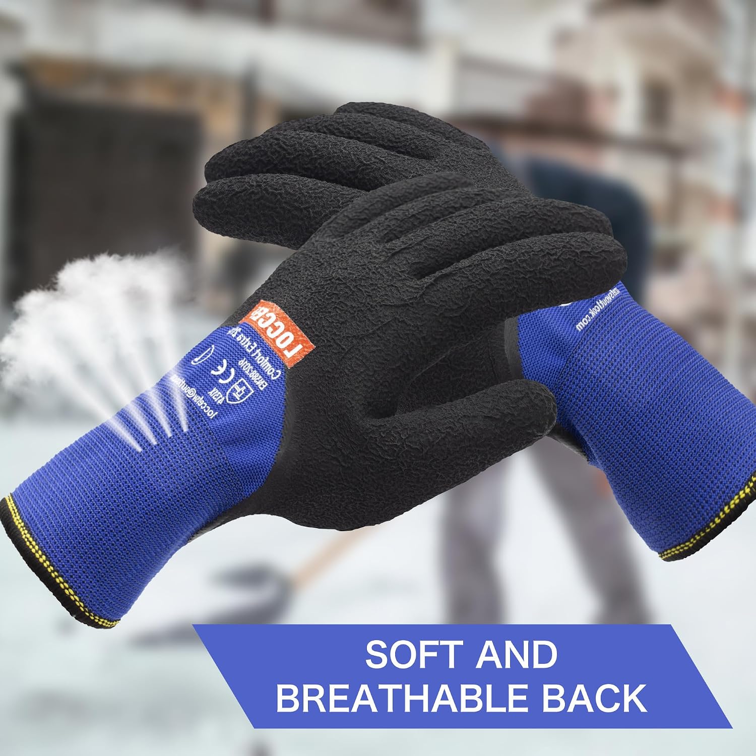 LOCCEF 2 Pairs Winter Work Gloves, Thermal Freezer Gloves