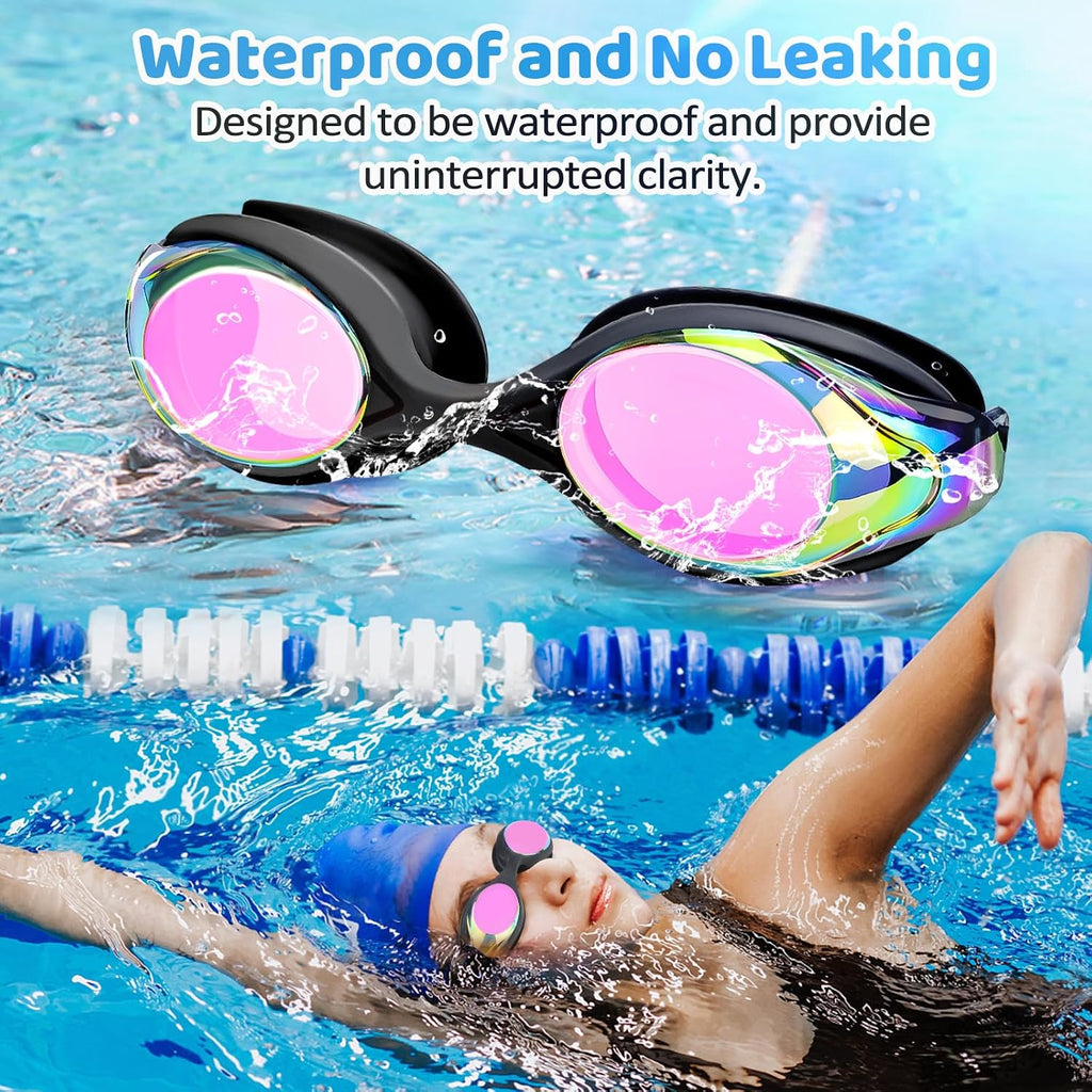 Vvinca Kids Swim Goggles with Bungee Strap，Quick Adjust Kids Goggles 3-14