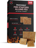 Dextreme Fire Starter Pack of 144/48 Natural Fire Starters Cubes for Campfires, Charcoal, BBQ, Grill Pit, Fireplace, Wood Stoves, Smokers and Camping - Easy to Ignite and Non Toxic… (144 Squares)