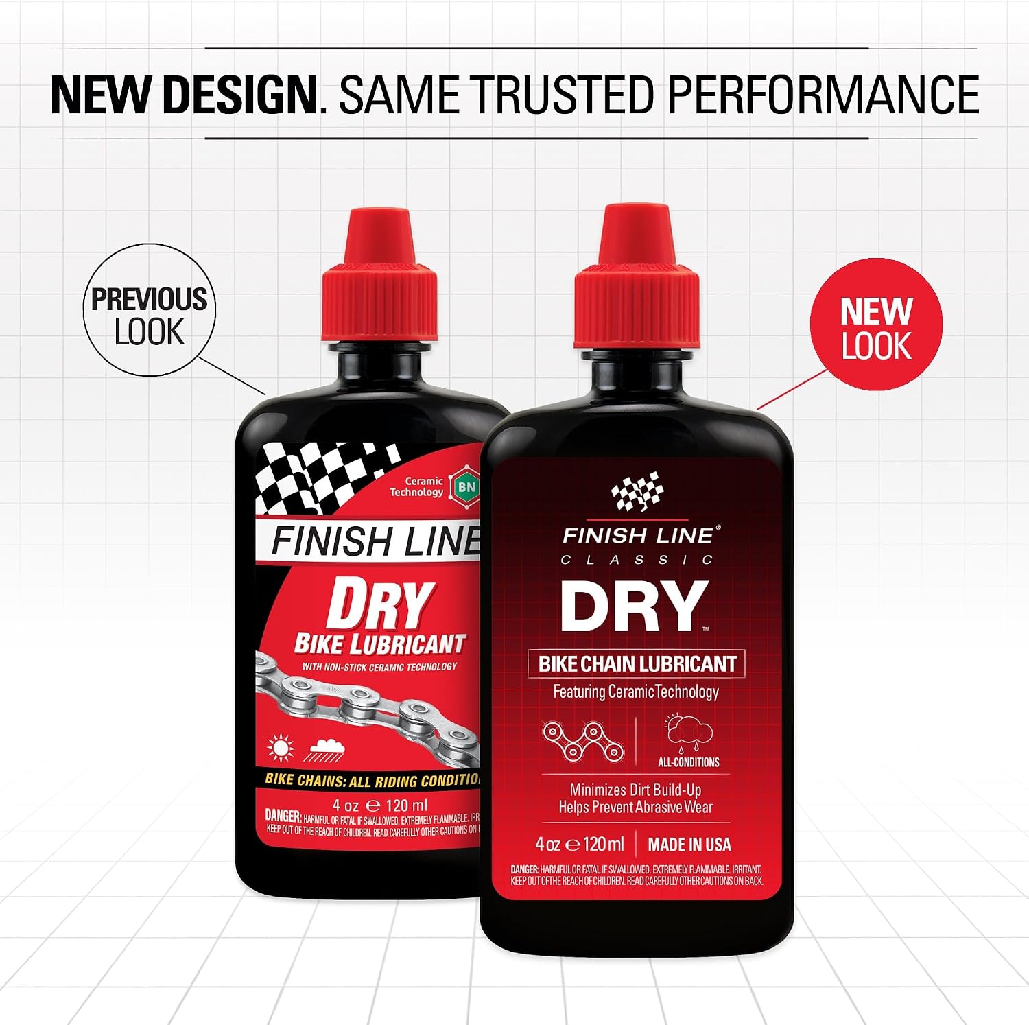 Finish Line Dry Bike Chain Lube – Ceramic Dry-Film Lubricant – Dirt & Dust Resistant