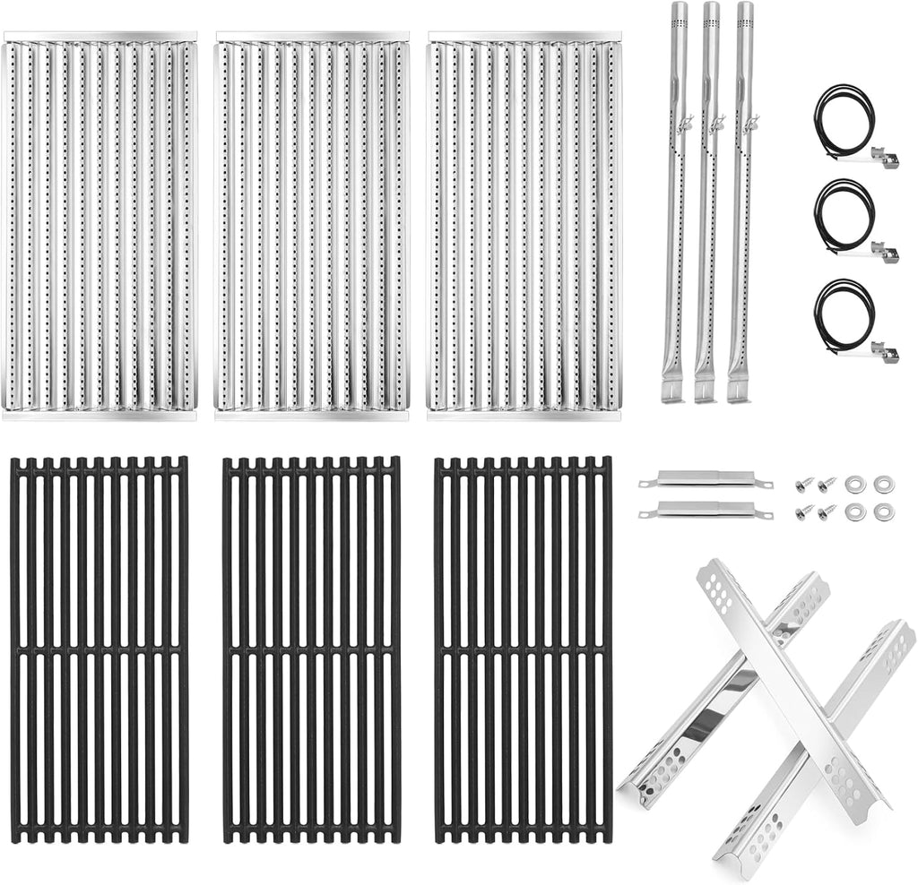 Criditpid Grill Replacement Parts for Charbroil 463242516 463242515, Cooking Grates, Emitter Plates, Burners, Heat Plates, Crossover Tubes & Ignitors for Charbroil Commercial Grill