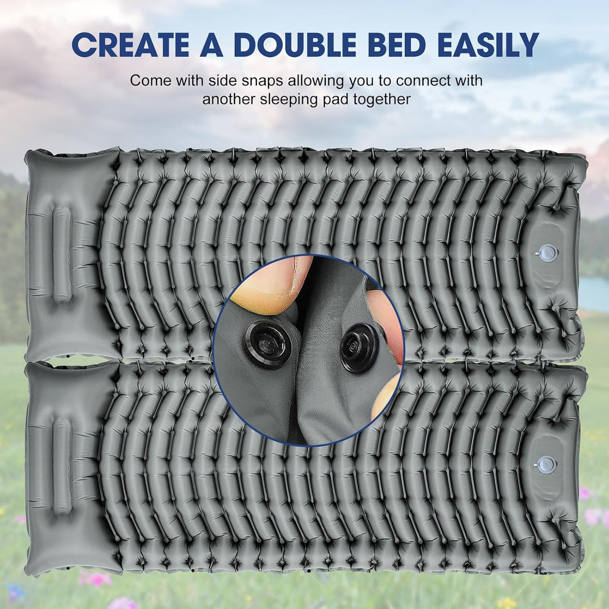Ultralight Camping Sleeping Pad with Pillow & Built-in Foot Pump