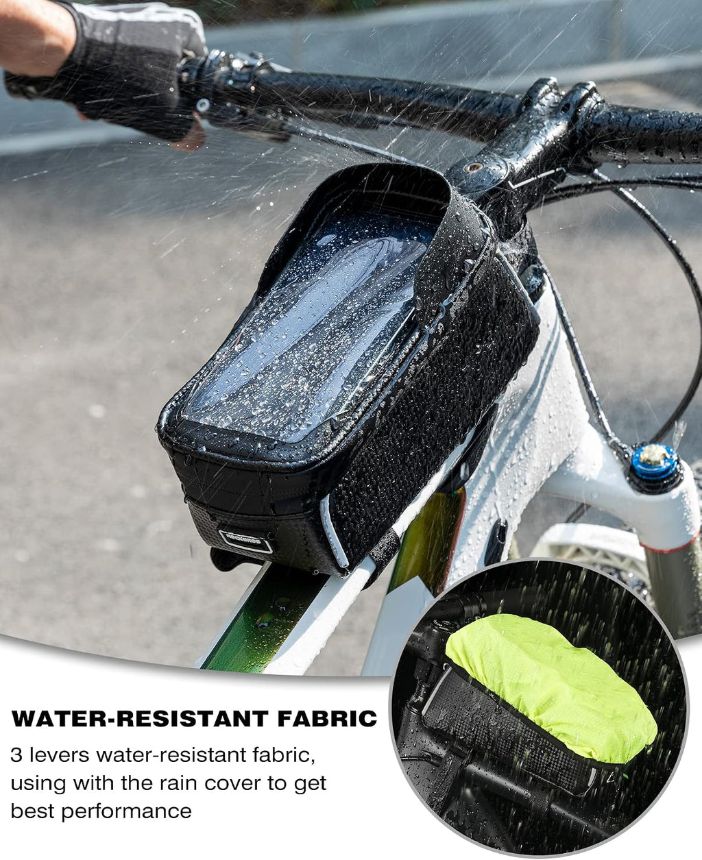 ROCKBROS Bike/Bicycle Phone Front Frame Bag, Waterproof, Tube Cycling Pouch