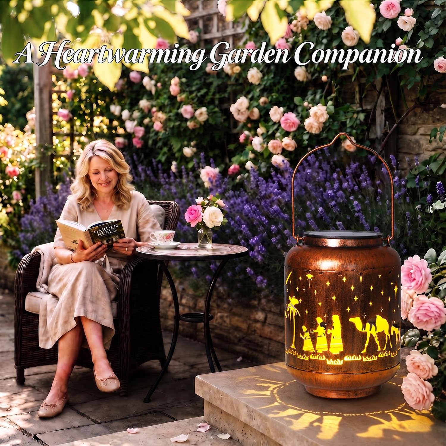 Homemory Gifts for Women, Solar Christmas Nativity Lanterns Outdoor Lights