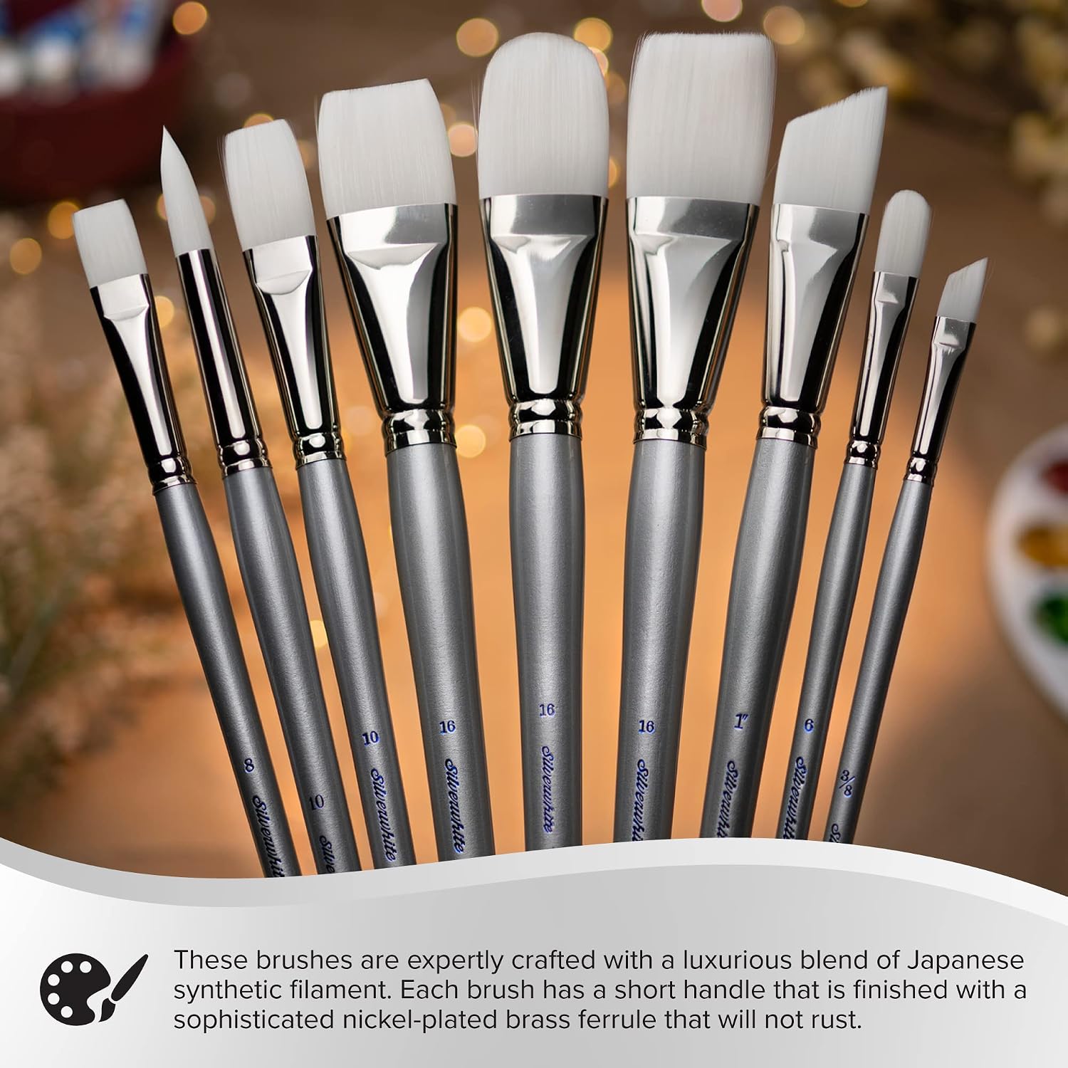 Silver Brush Limited Silverwhite Basic Watercolor Paintbrush Set, 3pc