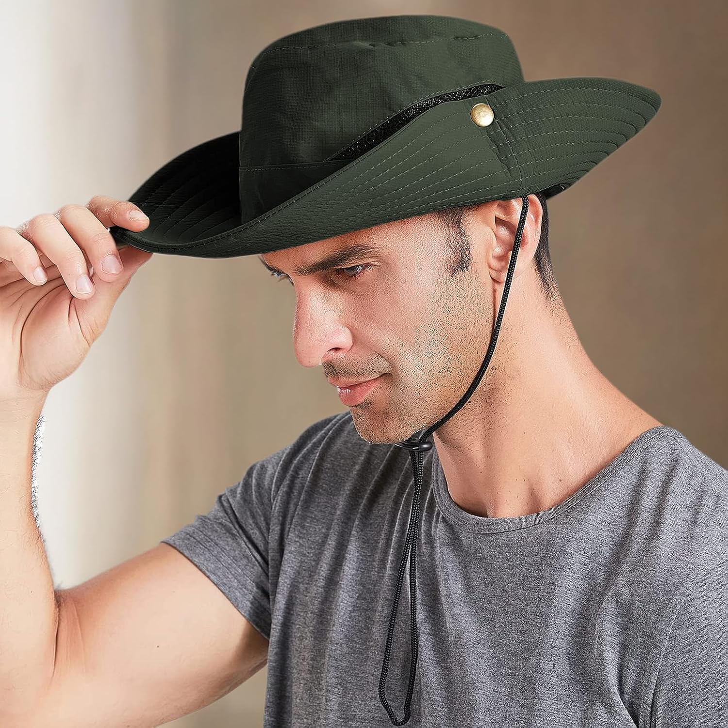 Sun Hats for Men Women UPF 50+ Wide Brim Bucket Hat Waterproof Packable Cowboy Hat for Fishing Beach Safari Gardening Golf