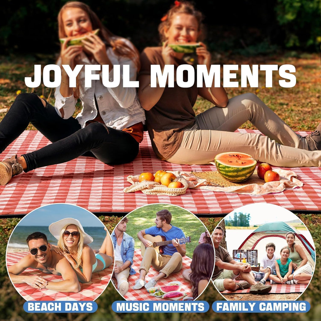 TigeJoy Extra Large Picnic Blanket Waterproof Beach Blanket 80''x80''