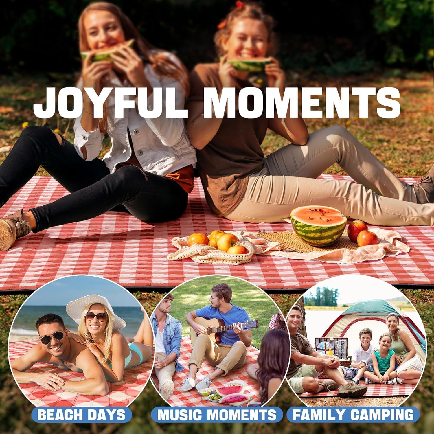 TigeJoy Extra Large Picnic Blanket Waterproof Beach Blanket 80''x80''