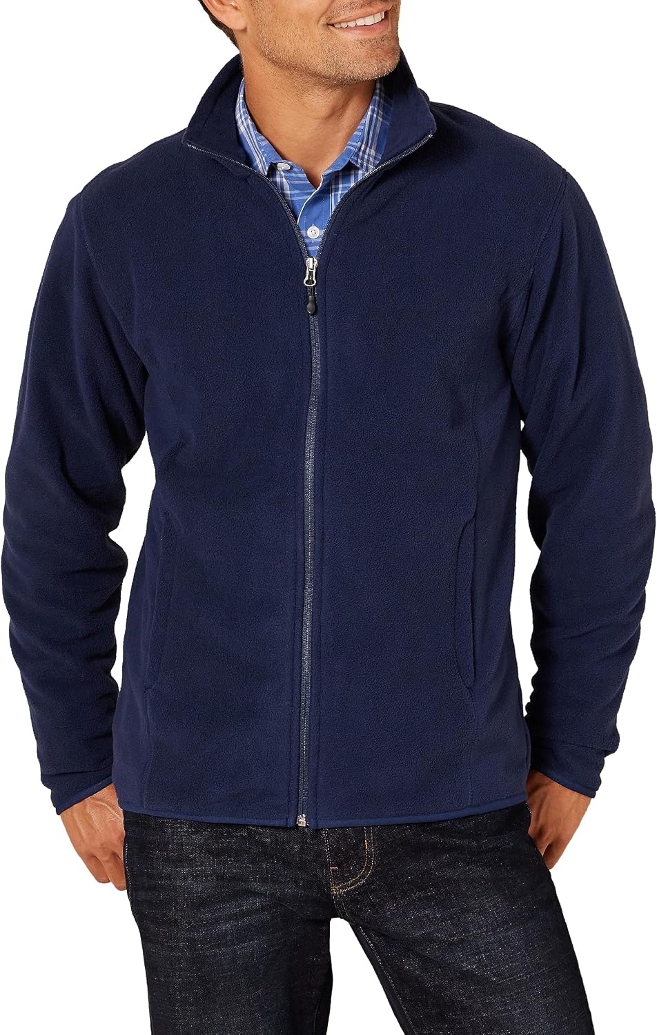Amazon Essentials Men's Full-Zip Polar Fleece Jacket with Zippered Pockets for Cold Outdoor Weather (Available in Big & Tall)