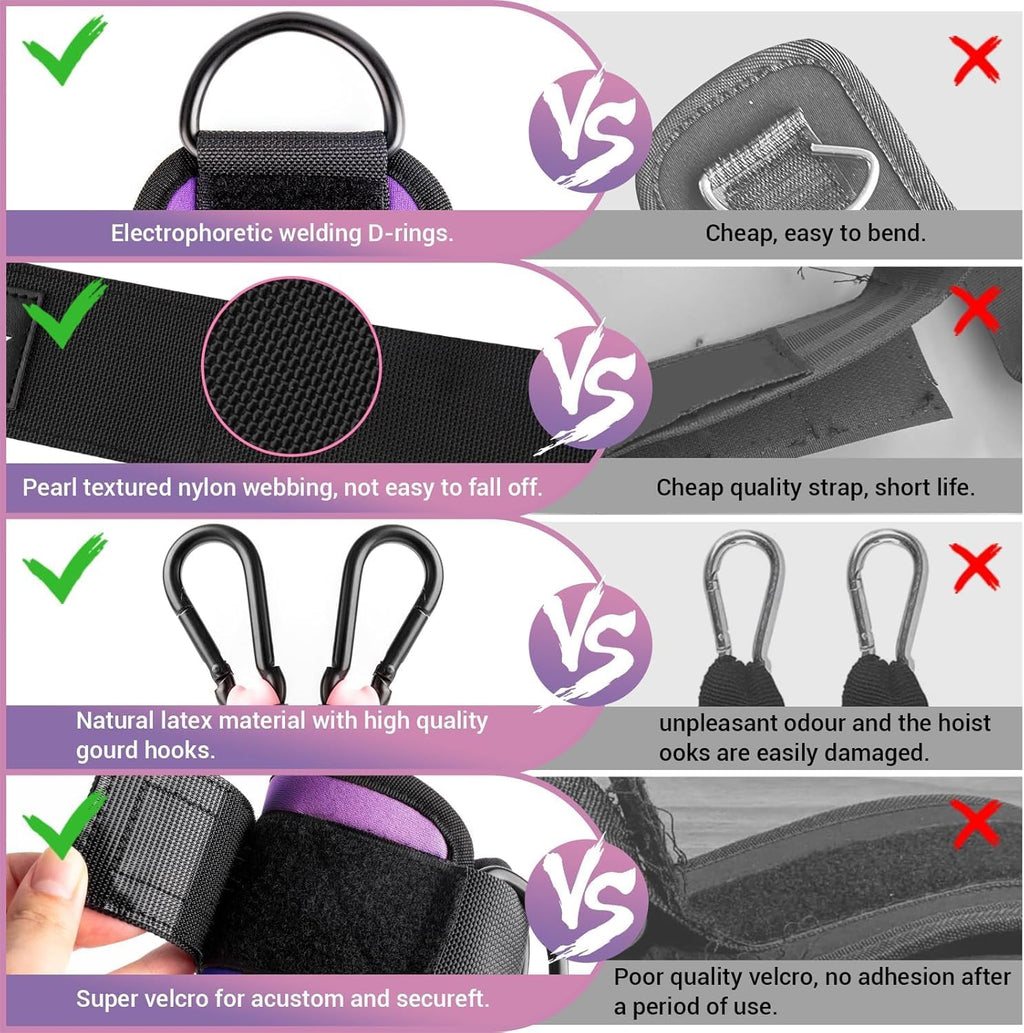 Ankle Resistance Bands with Cuffs, Leg Exercise Equipment with Poster