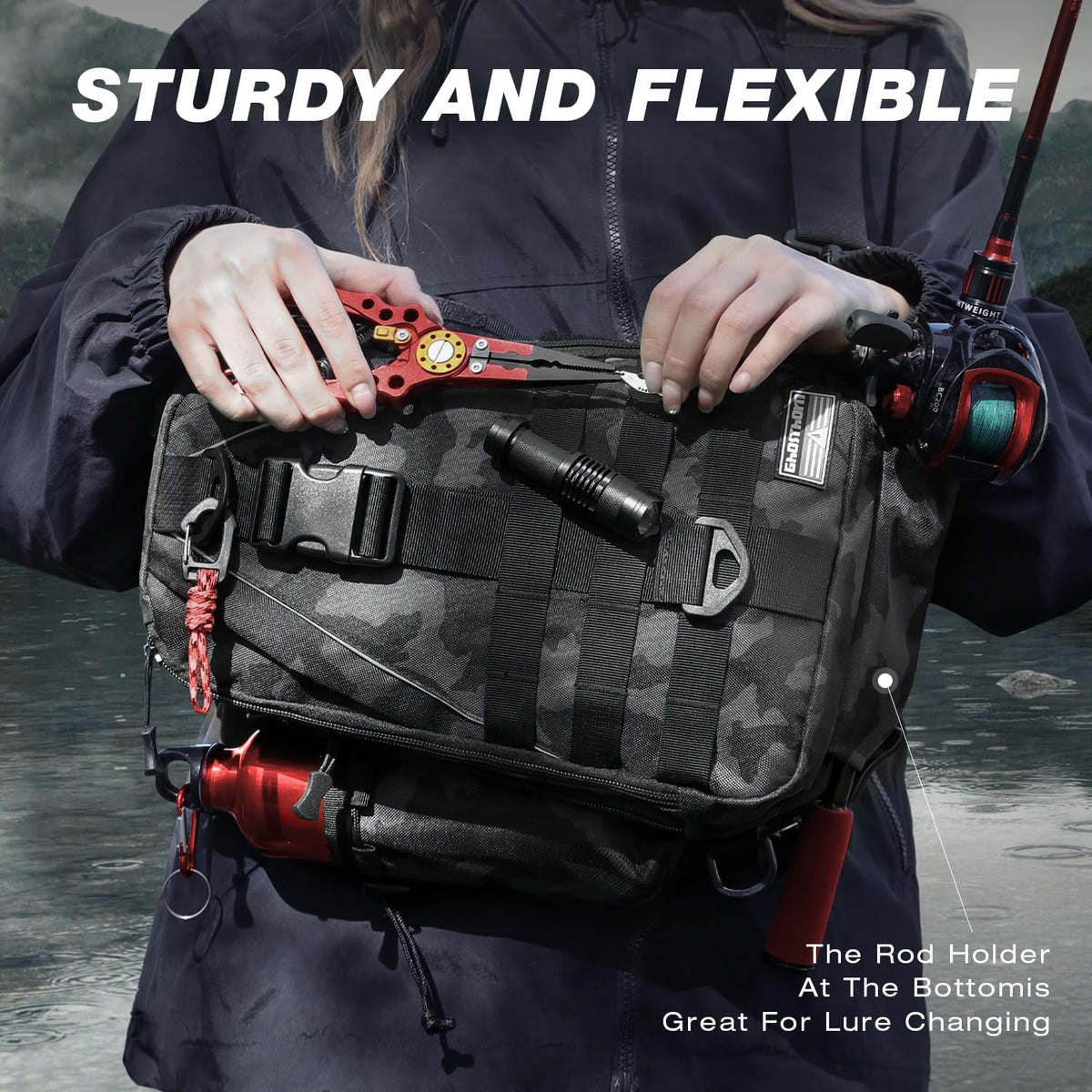 Ghosthorn Fishing Backpack with Rod Holder, Tackle Storage Bag Lightweight