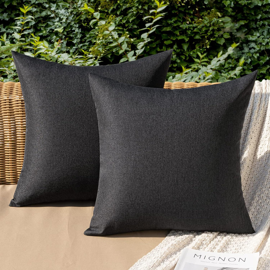 MIULEE Decorative Outdoor Pillow Covers Waterproof 18x18 Black