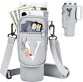 Initial Water Bottle Holder with Strap for Stanley Cup Accessories 40 oz/Simple Modern Tumbler, Birthdays for Women Girls, Water Bottle Carrier Bag with Phone Pocket,Hiking Walking Gym Camping