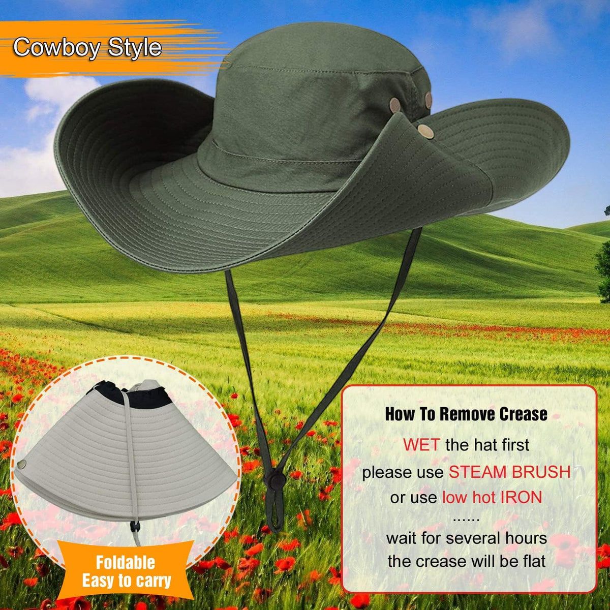 HUAMULAN Men Wide Brim Sun Hat Summer Outdoor Women Bucket Fishing Hats