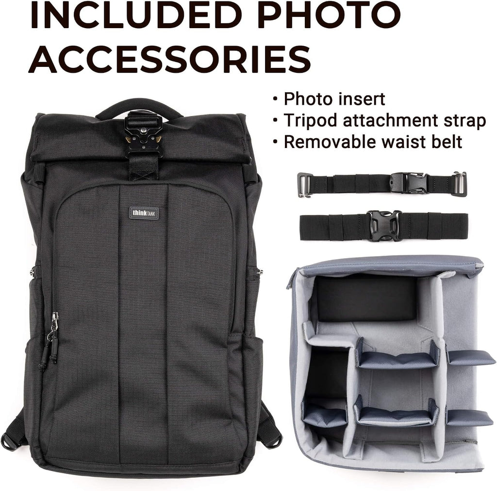 Think Tank FocusPoint 22L RollTop Camera Backpack - Urban Rust: Expandable Travel & Camera Backpack with Laptop Sleeve, Quick Side and Back Access, Rain Cover – Versatile Photography & Travel Bag