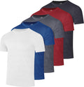 5 Pack Men's Dry Fit Workout T Shirts Crew Neck Athletic Gym Running Tees