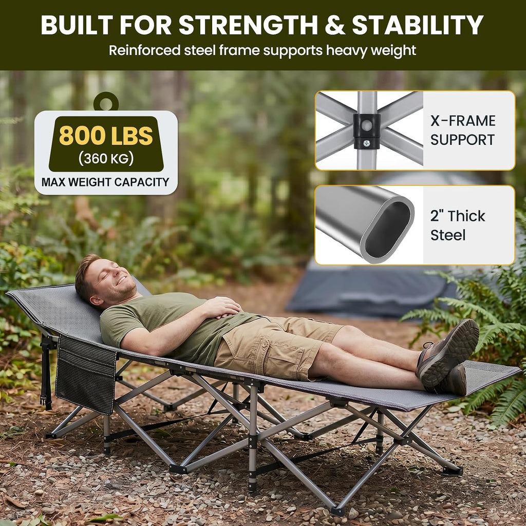DoCred Folding Camping Cot with Mattress, 2 Pack Heavy Duty Folding Cot
