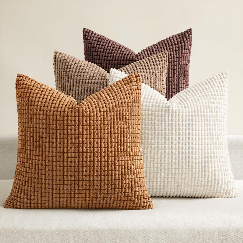MIULEE Fall Decorative Throw Pillow Covers 18x18 Inch Set of 4 Brown