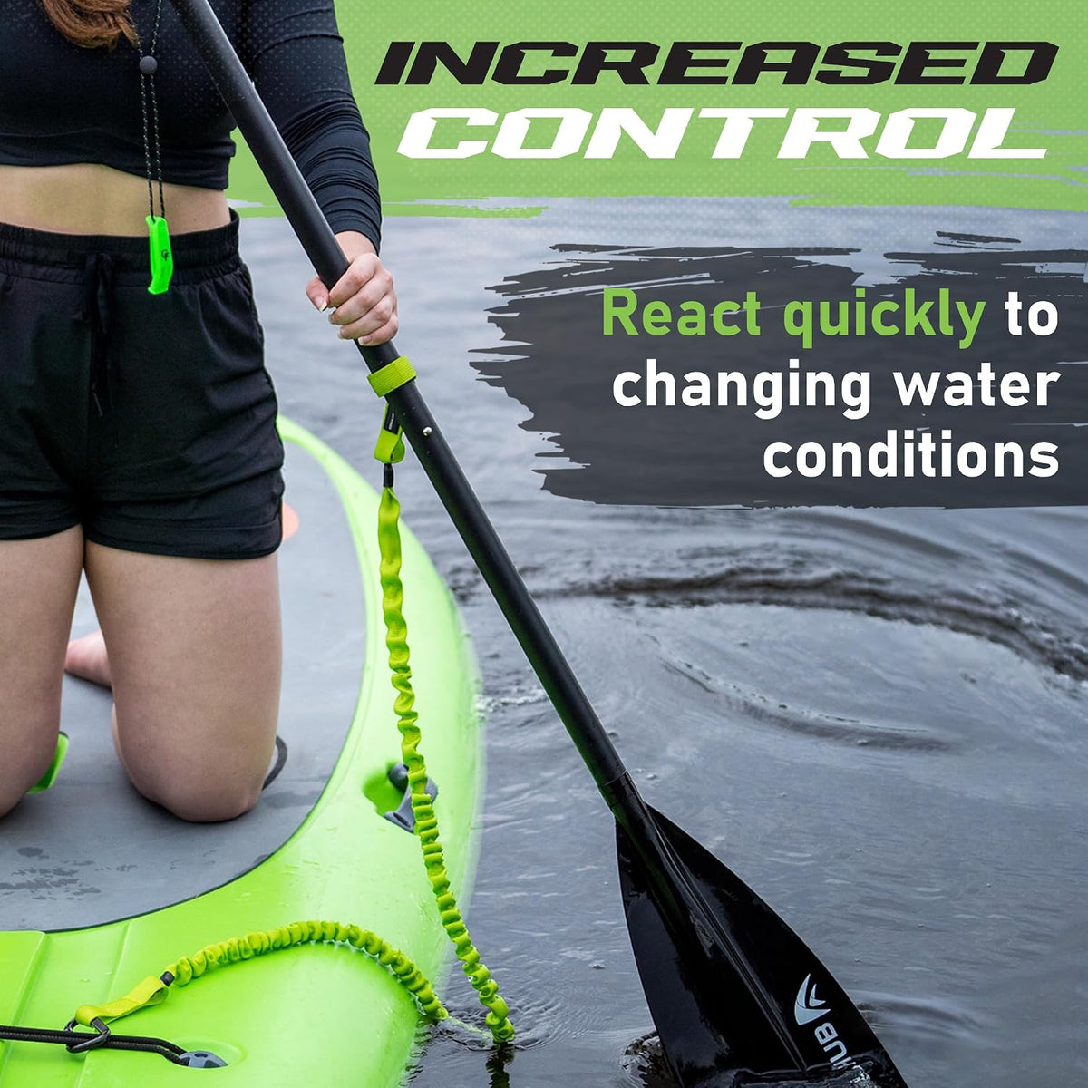 Kayak Paddle Leash, Stretchable Bungee Cord w/ Carabiner Clip