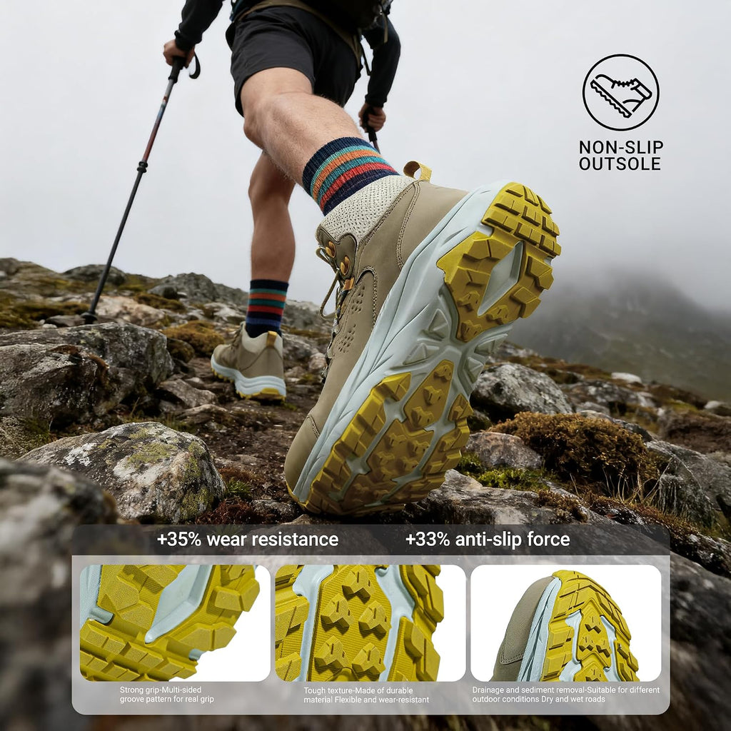 Men‘s Waterproof Hiking Boots, Slip-Resistant All-Terrain Grip
