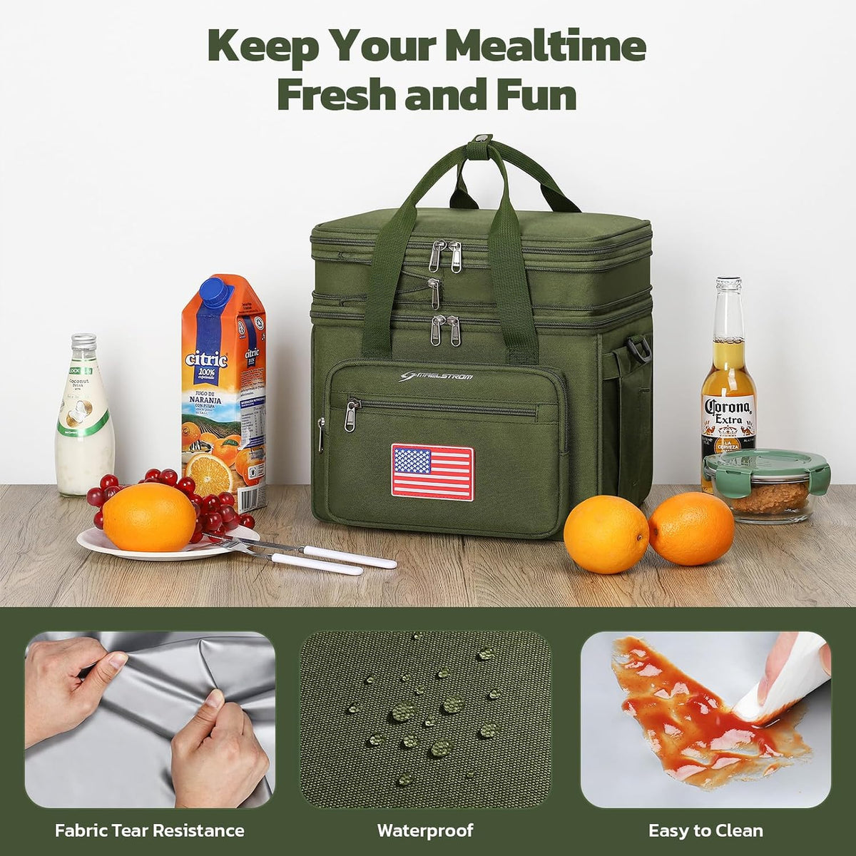 Maelstrom 23L Insulated Lunch Box, Expandable Double Deck Cooler Bag