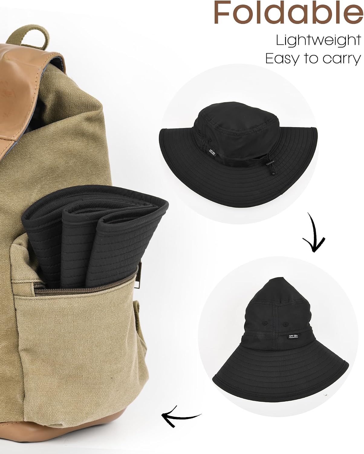 FURTALK Sun Hats for Men Women Packable Wide Brim Summer UV Protective Bucket Hat UPF 50+ Hat for Fishing Hiking