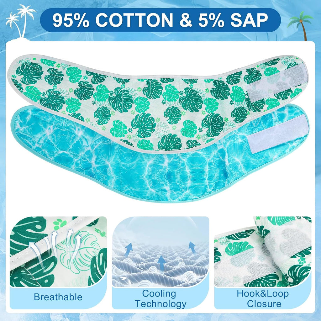 BEAUTYZOO Dog Cooling Bandana for Medium Large Dogs, 2 Pack Instant Cooling Bandanas Breathable Cooling Ice Towel Neck Wraps, Pet Scarf Keep Dogs Cool in Hot Summer,Leaf L