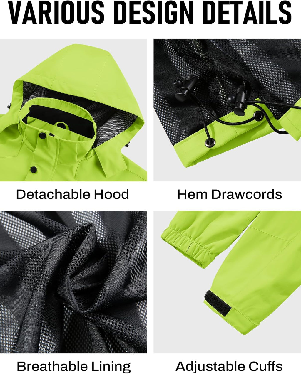 MAGCOMSEN Men's Lightweight Windbreaker Rain Jacket Raincoat with Detachable Hood for Hiking Fishing Activewear