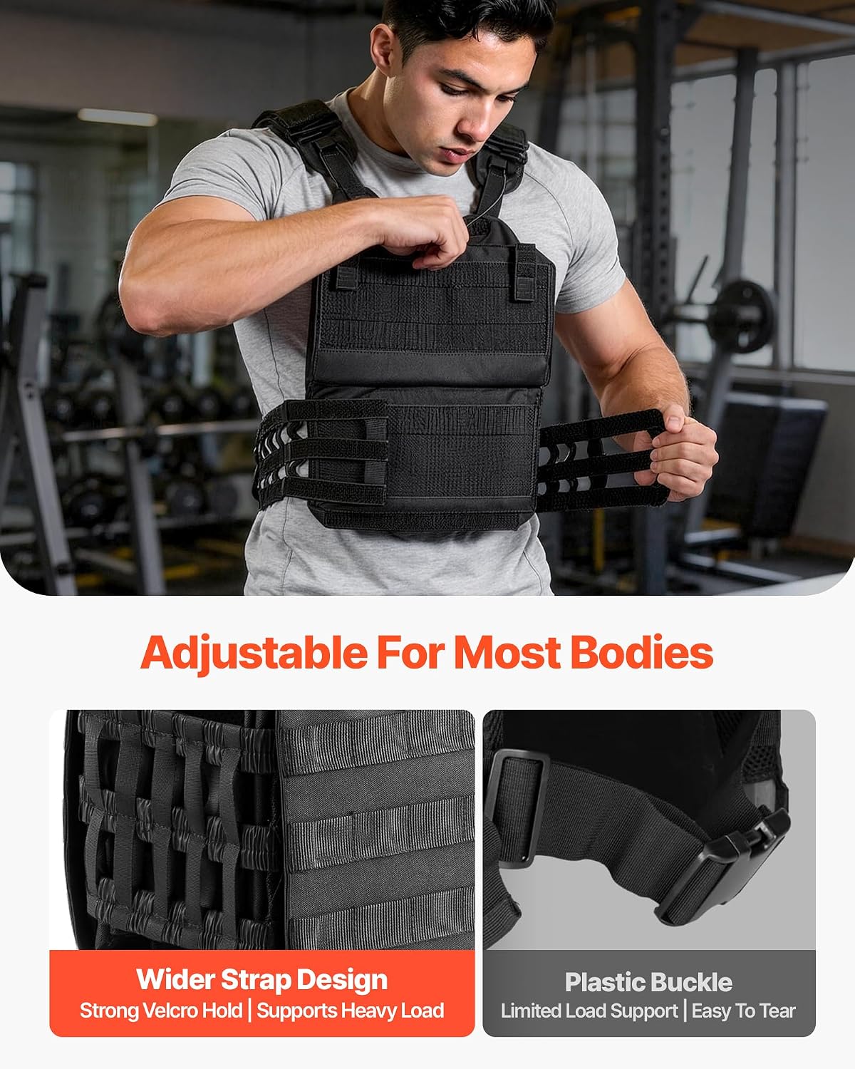 VEVOR Adjustable Weighted Vest, 4-10lbs/20-32lbs/24-40lbs/40lbs Comfortable X-Shape Body Weight Vest Set with 6/8 Weight Packs and Reflective Stripe, for Men Women, Workout Equipment for Strength Training Running Jogging