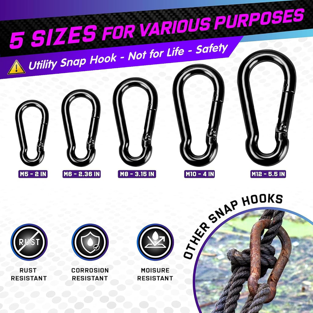 2200LB 5.5in Spring Snap Hook Carabiner Clips, Heavy-Duty Carabiners, 2Pcs