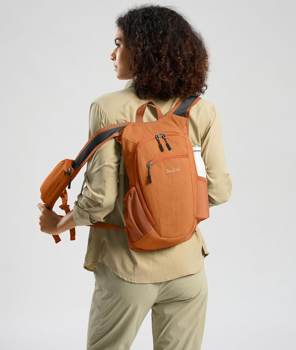 Uselike 10L Small Hiking Backpack Travel Daypack Lightweight Packable Back Pack for Women Men(Orange)