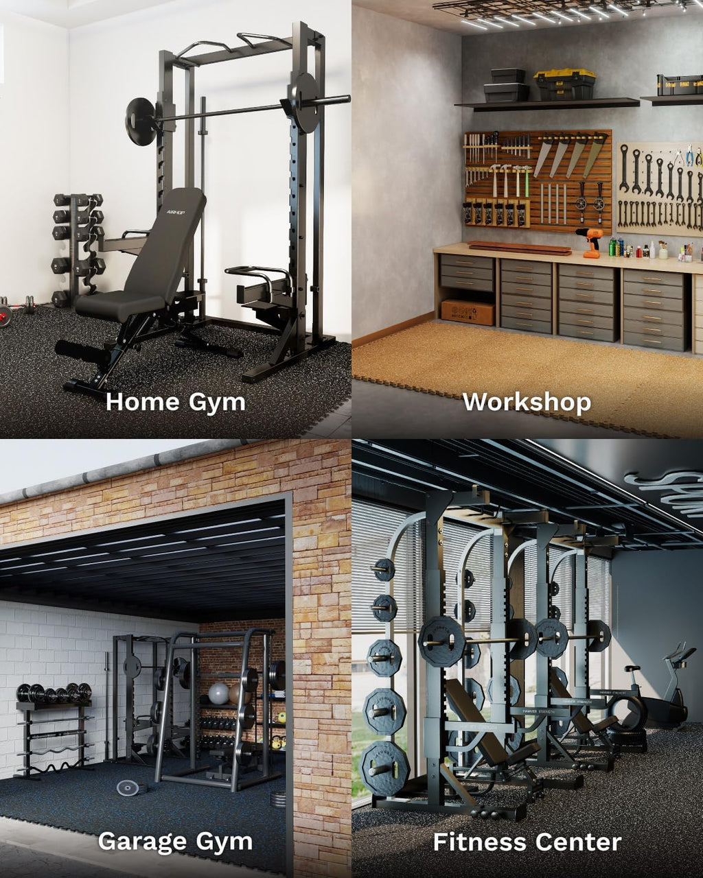 AIRHOP 0.79" Thick Gym Flooring for Home Gym, 48 Sq Ft Rubber Top Gym Mat