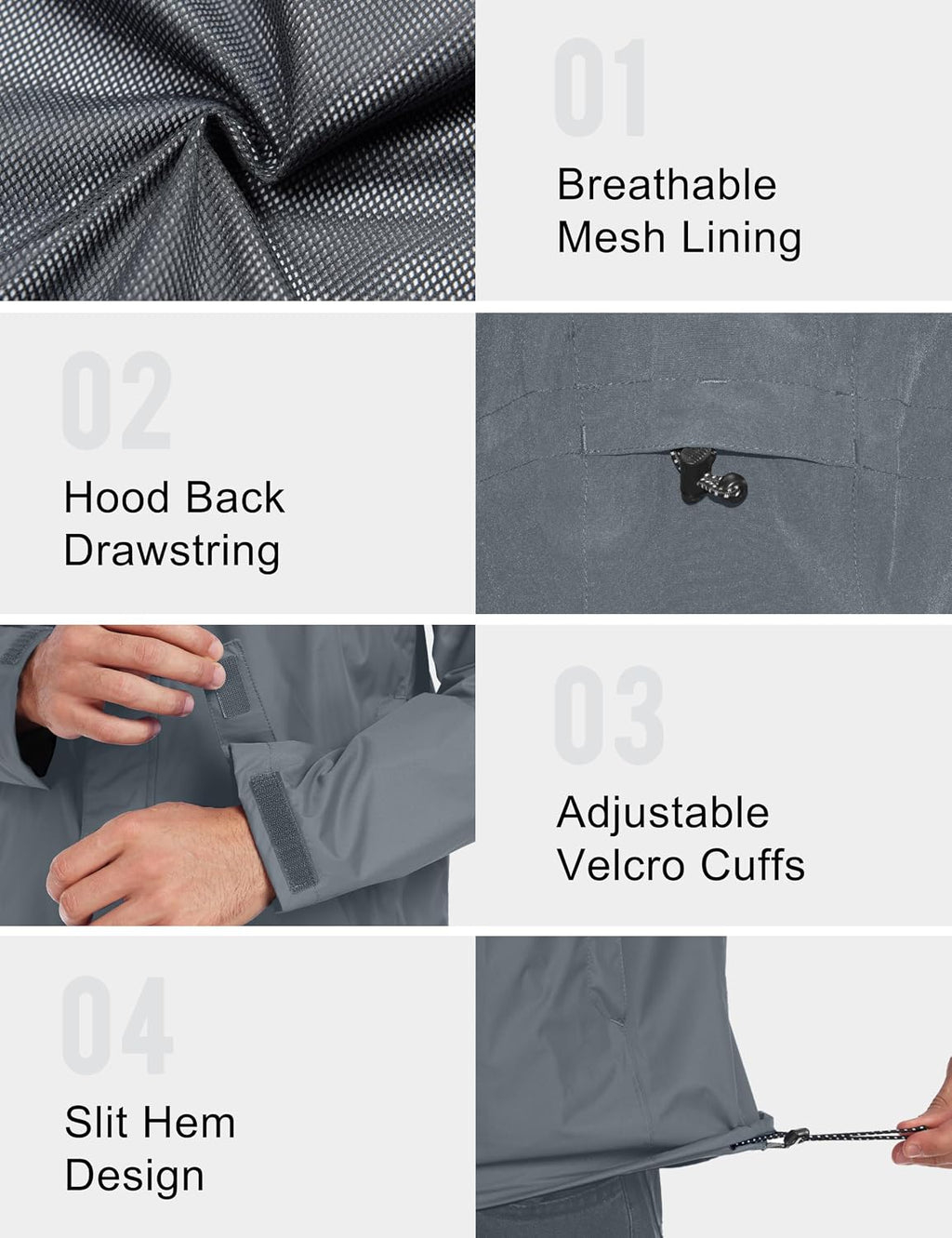 Little Donkey Andy Men's Waterproof Rain Jacket Outdoor Raincoat for Hiking